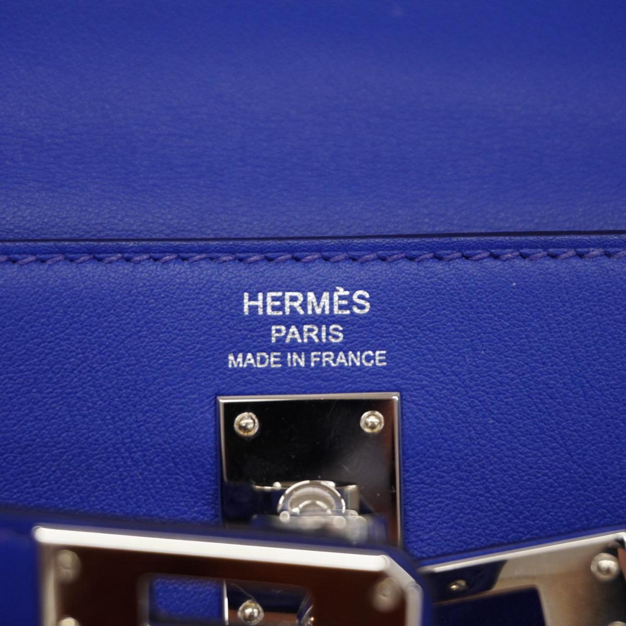 Hermes handbag Kelly 25 U engraved Swift Iris ladies
