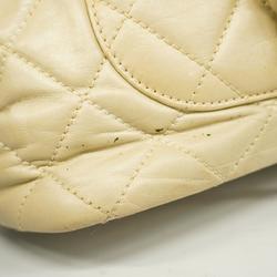 Chanel Shoulder Bag Matelasse Chain Lambskin Ivory Women's
