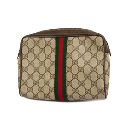 Gucci Clutch Bag GG Supreme Sherry Line 010 378 Leather Brown Women's