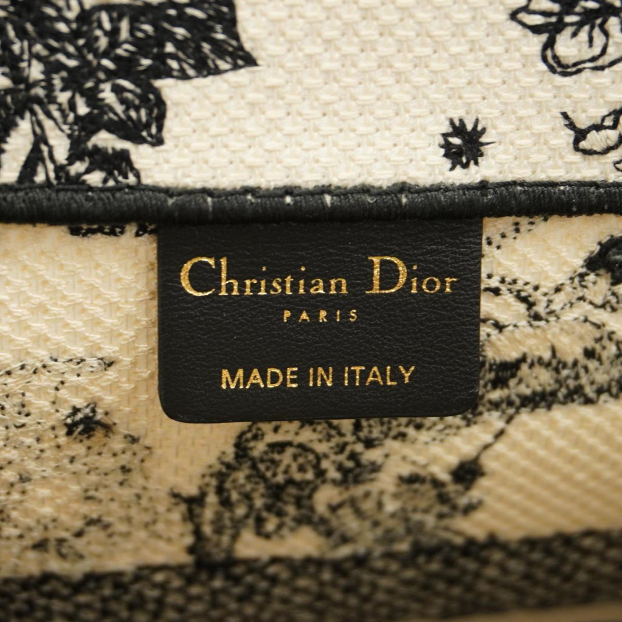 Christian Dior Tote Bag Book Canvas Black White Women's