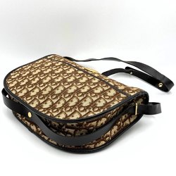 Christian Dior Shoulder Bag Trotter Pattern Brown Canvas Women's