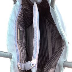 Prada handbag blue green nylon triangle PRADA