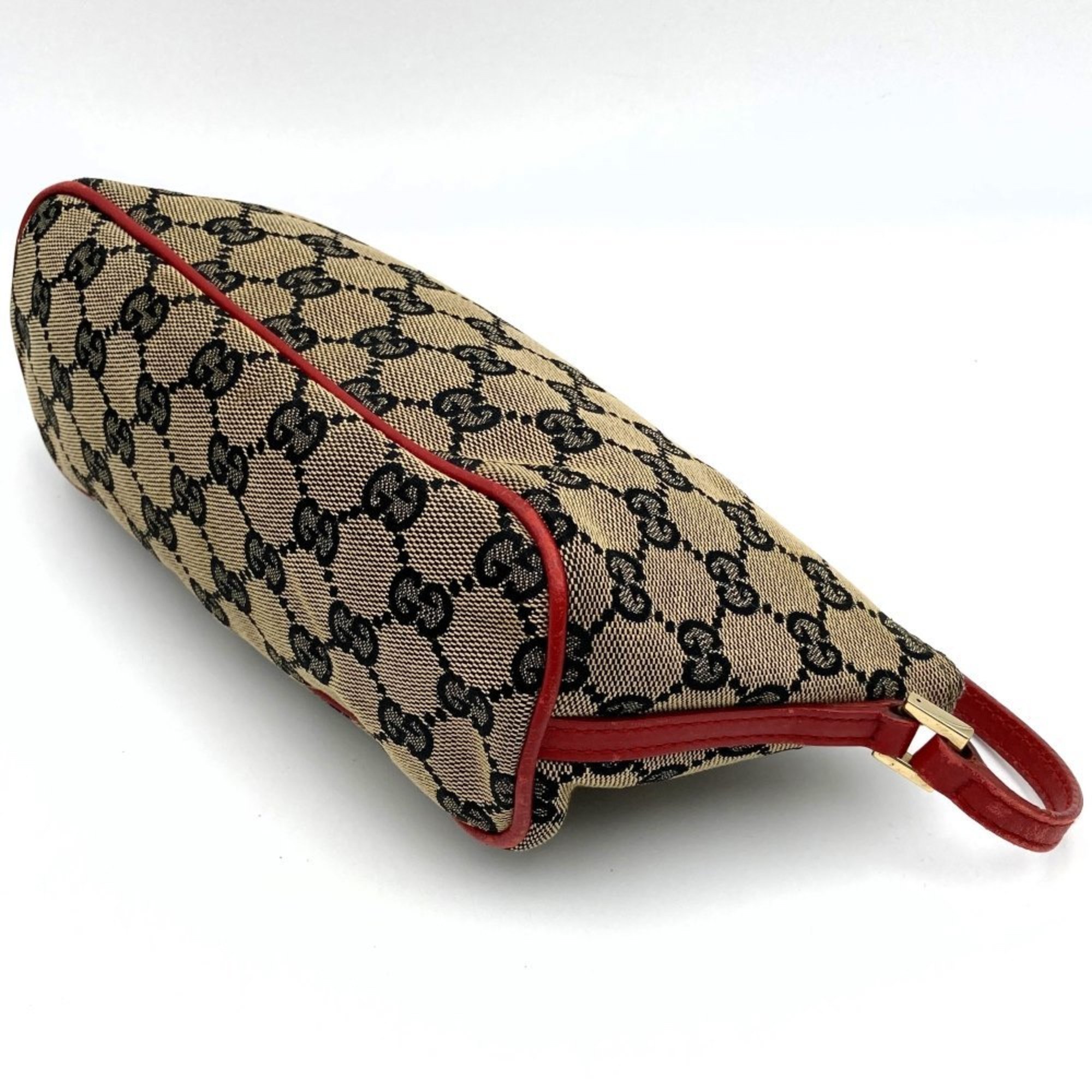 Gucci Handbag Pouch Vanity Beige Red GG Canvas Women's 0391103 GUCCI