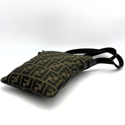 FENDI Shoulder Bag Sacoche Zucca Pattern Khaki Nylon Women's