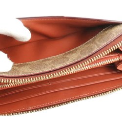 COACH long wallet leather orange ladies