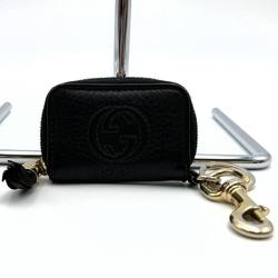 Gucci Soho Coin Case Key Holder Ring Tassel Black Leather 325943 GUCCI