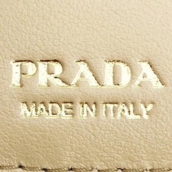 PRADA Prada Bi-fold Wallet Beige Leather Triangle Women's Fashion