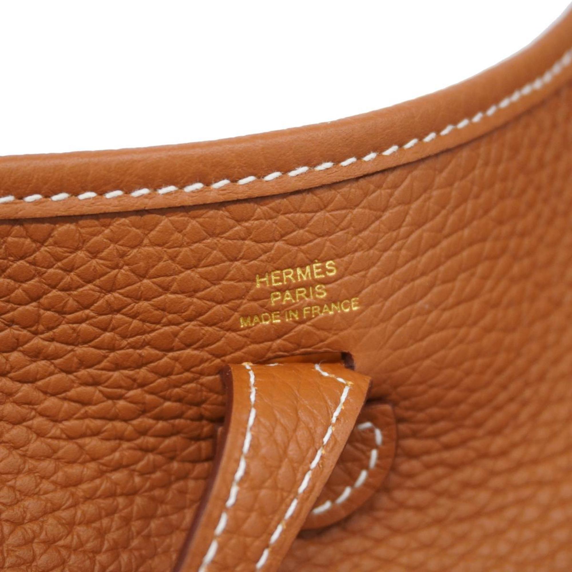 Hermes Shoulder Bag Evelyn TPM B Stamp Taurillon Clemence Gold Women's