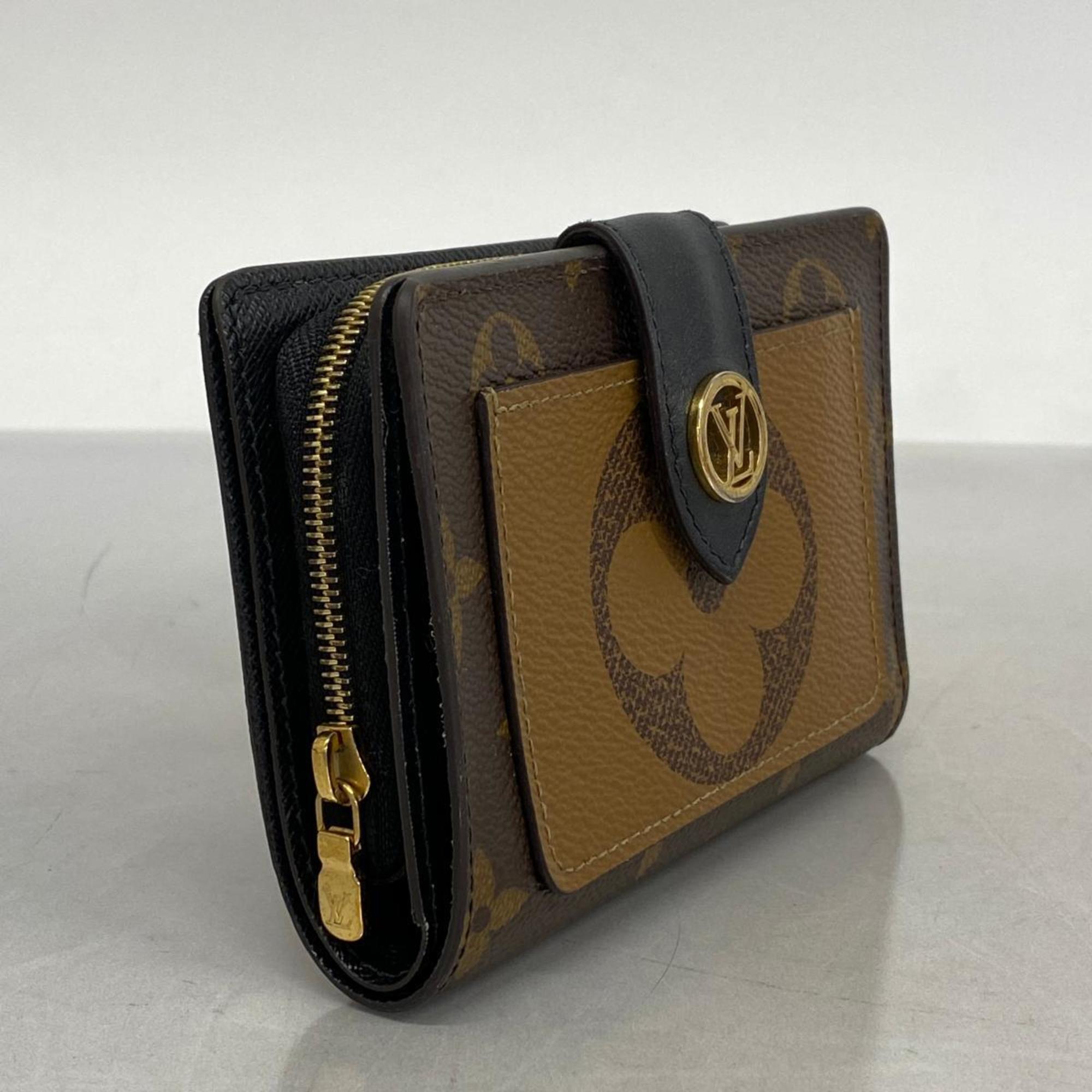 Louis Vuitton Wallet Monogram Reverse Portefeuille Juliette M69432 Brown Black Ladies