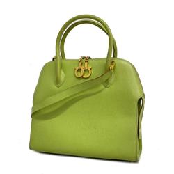 Salvatore Ferragamo Shoulder Bag Gancini Leather Light Green Women's