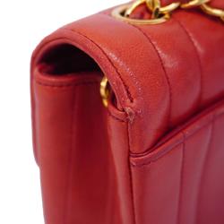 Chanel Shoulder Bag Mademoiselle Chain Lambskin Red Women's