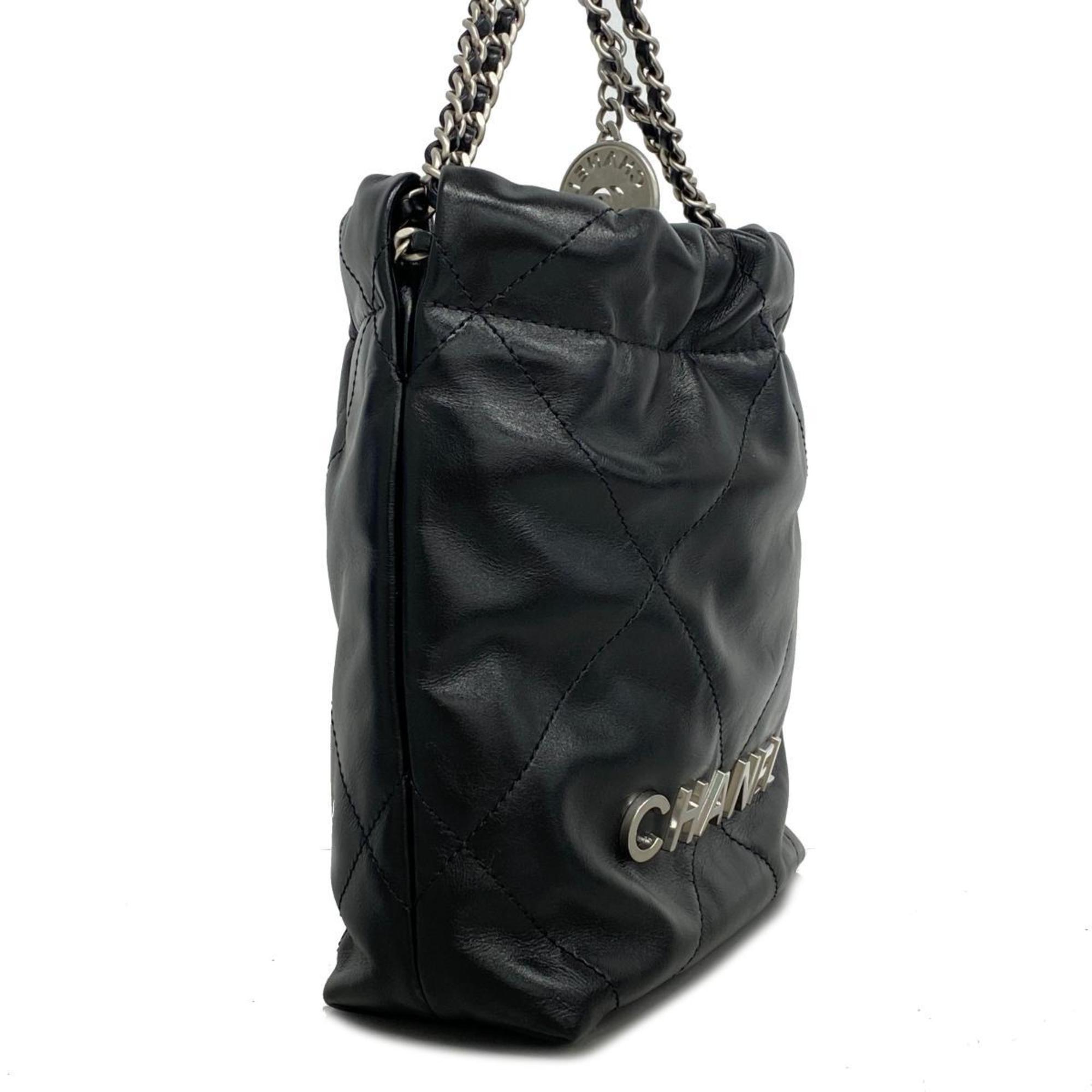 Chanel Handbag CHANEL22 Chain Shoulder Leather Black Women's