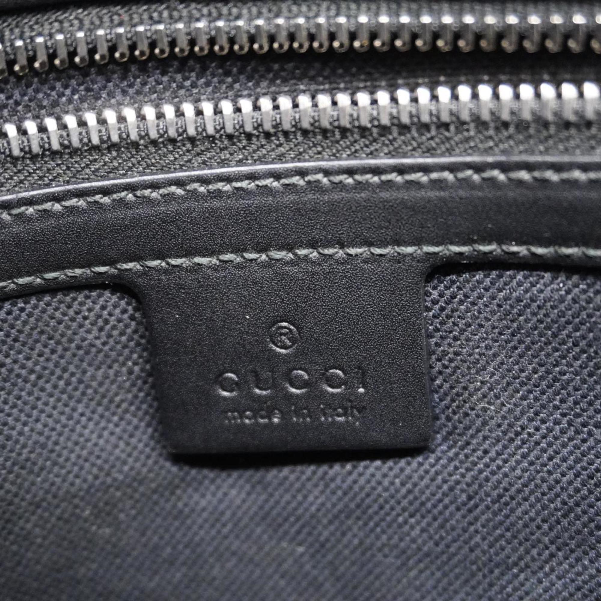 Gucci Shoulder Bag GG Supreme 474137 Canvas Leather Black Men's