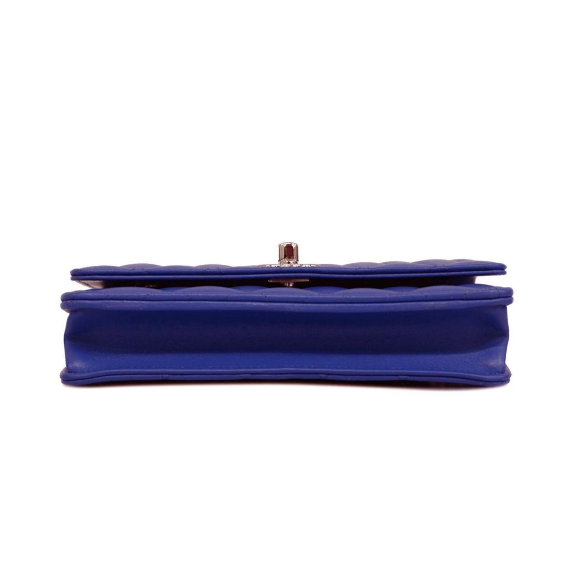 Chanel Shoulder Bag, Matelasse, Chain Shoulder, Lambskin, Blue, Women's