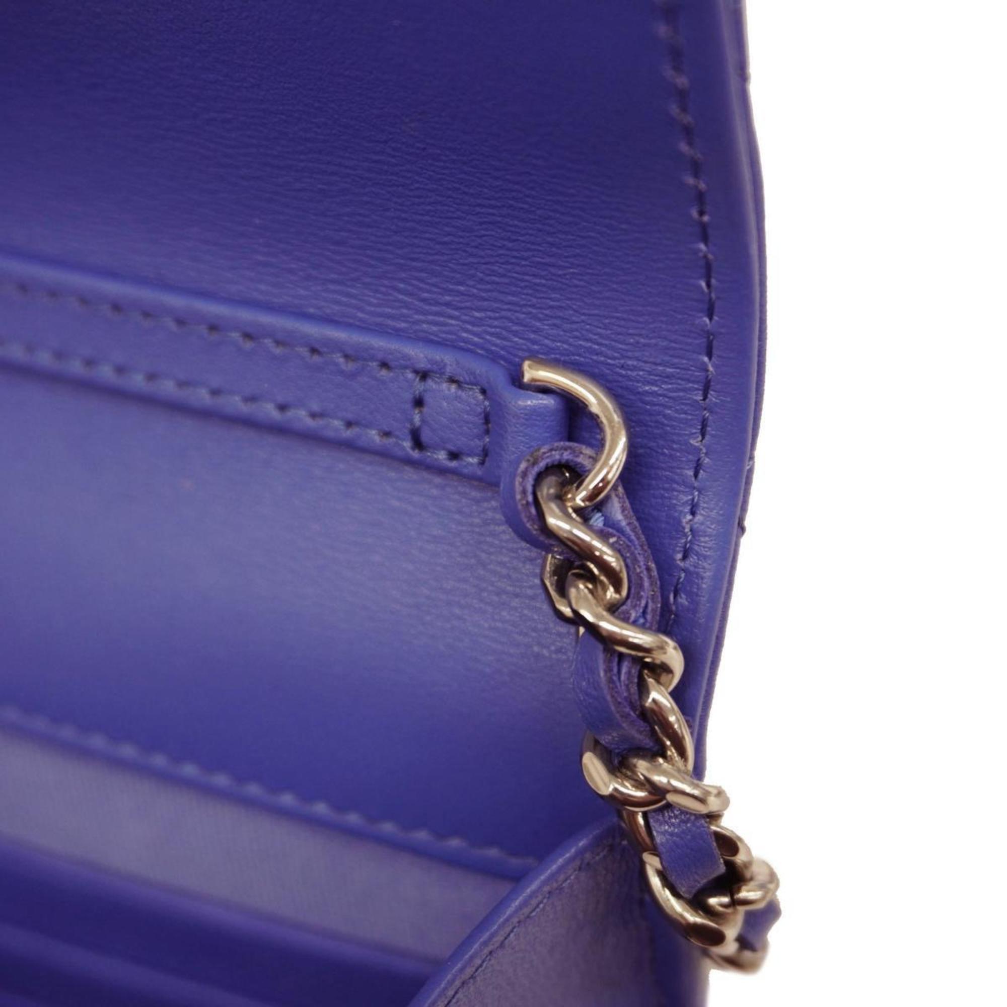 Chanel Shoulder Bag, Matelasse, Chain Shoulder, Lambskin, Blue, Women's