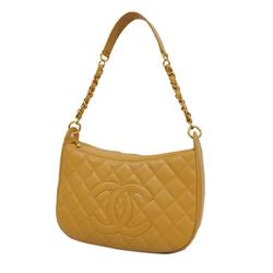 Chanel Shoulder Bag Matelasse Chain Caviar Skin Beige Women's
