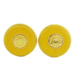 Hermes Earrings Serie GP Plated Leather Gold Yellow Women's