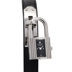 HERMES Kelly Watch Long Bracelet KE1.210 Women's SS/Leather Wristwatch Quartz Black Dial