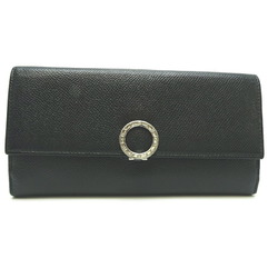 BVLGARI Clip Men's Long Wallet 30416 Leather Black
