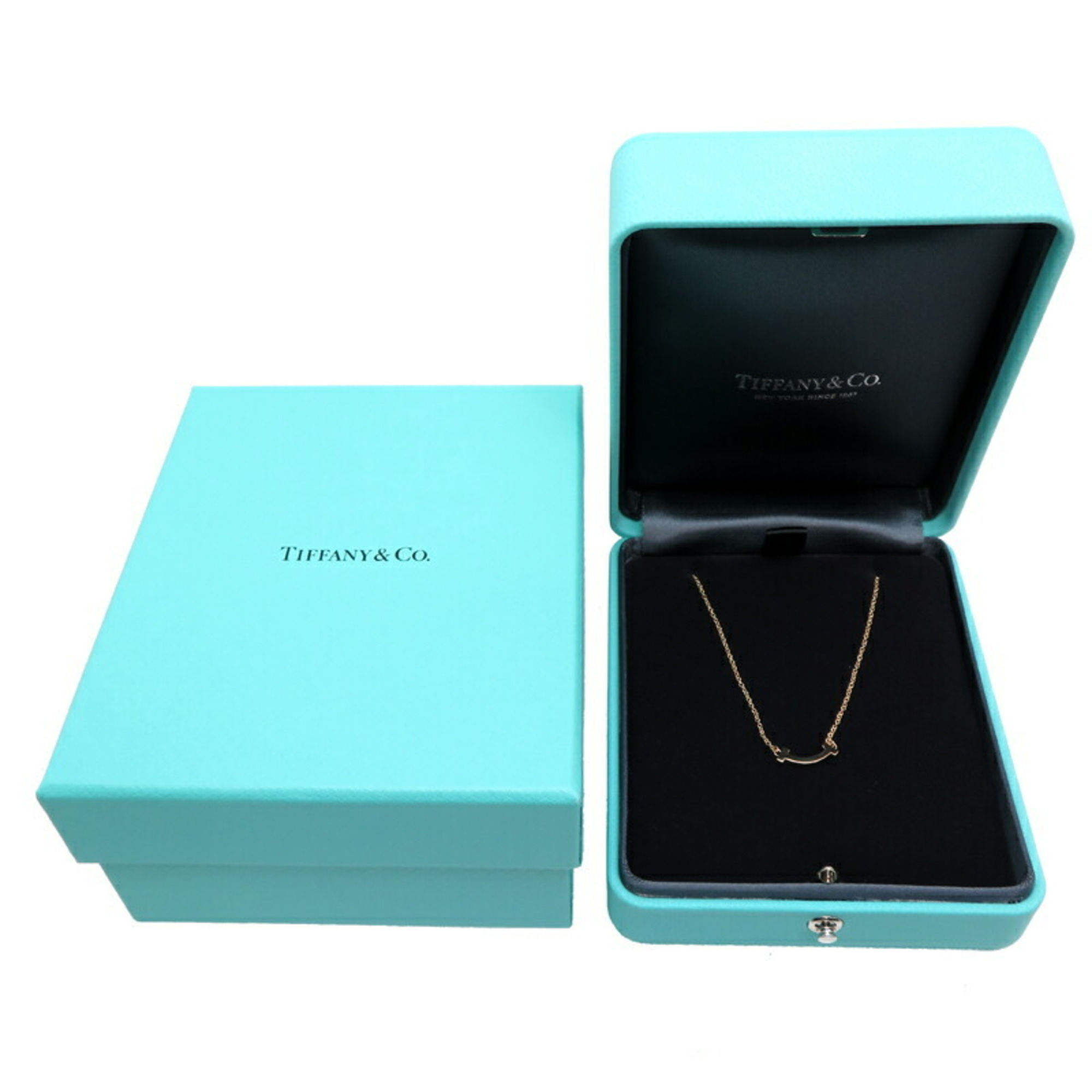 Tiffany & Co. Purchased in March 2024 T Smile Women's Necklace 62617721 750 Pink Gold