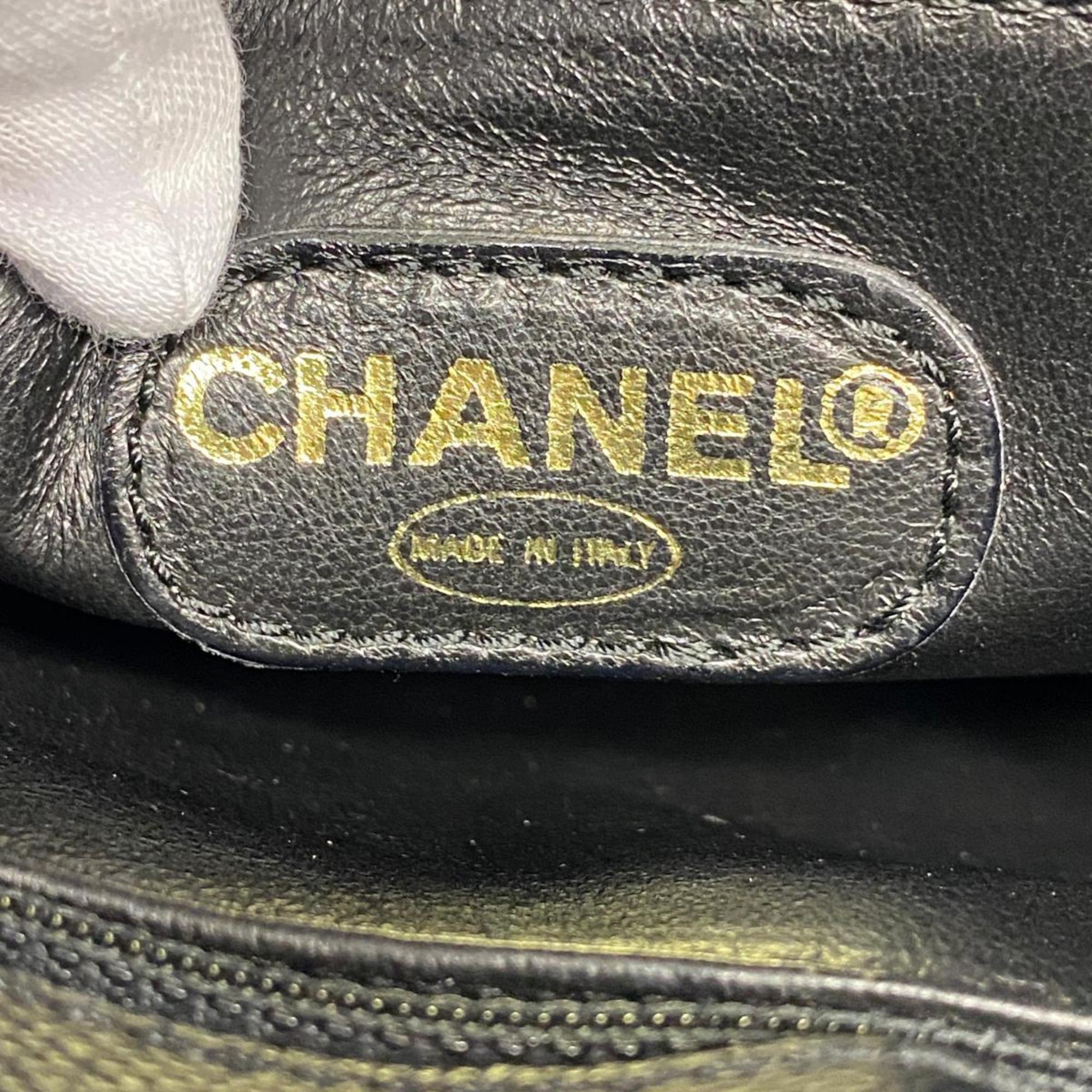 Chanel Shoulder Bag Leather Black Women's