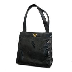 Chanel Tote Bag Perforated Patent Leather Black Women's