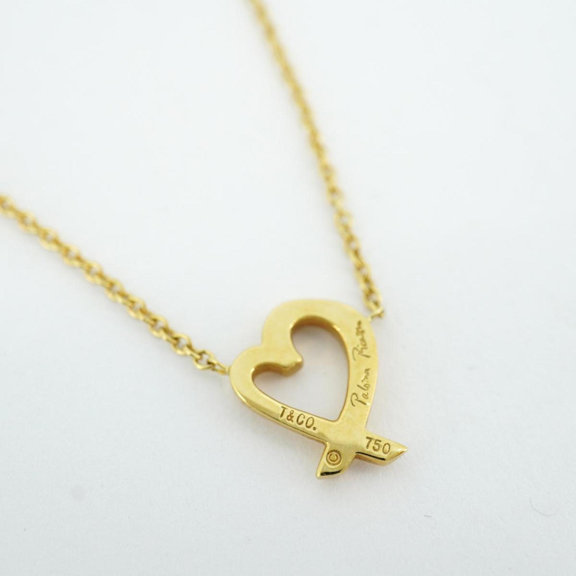 Tiffany Necklace Loving Heart K18YG Yellow Gold Women's