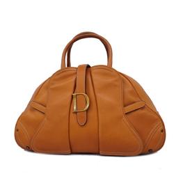 Christian Dior handbag double saddle leather light brown ladies