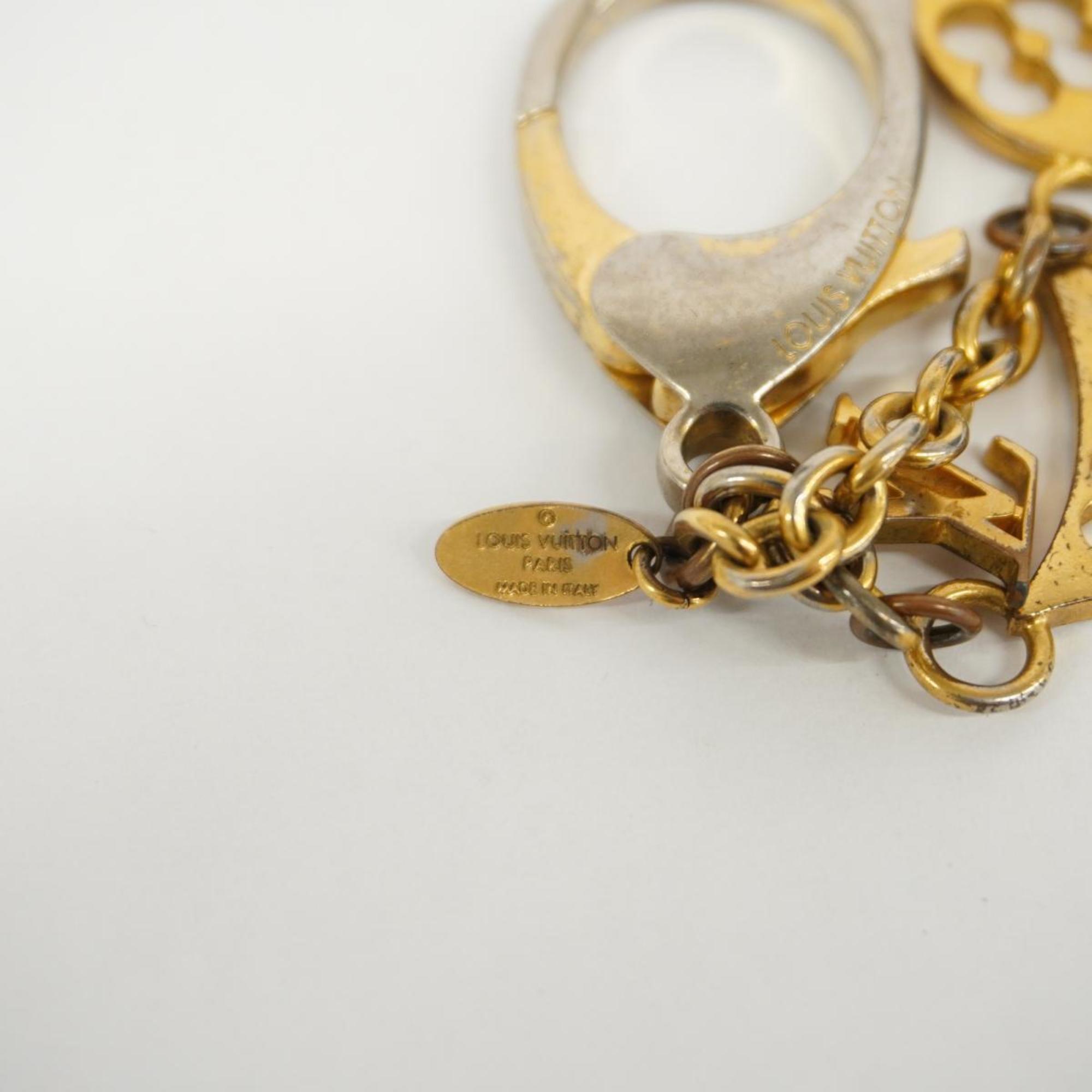 Louis Vuitton Keychain Monogram Flower Ivy M67930 Gold Women's