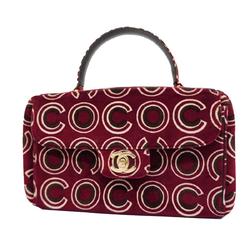 Chanel handbag velour red champagne ladies