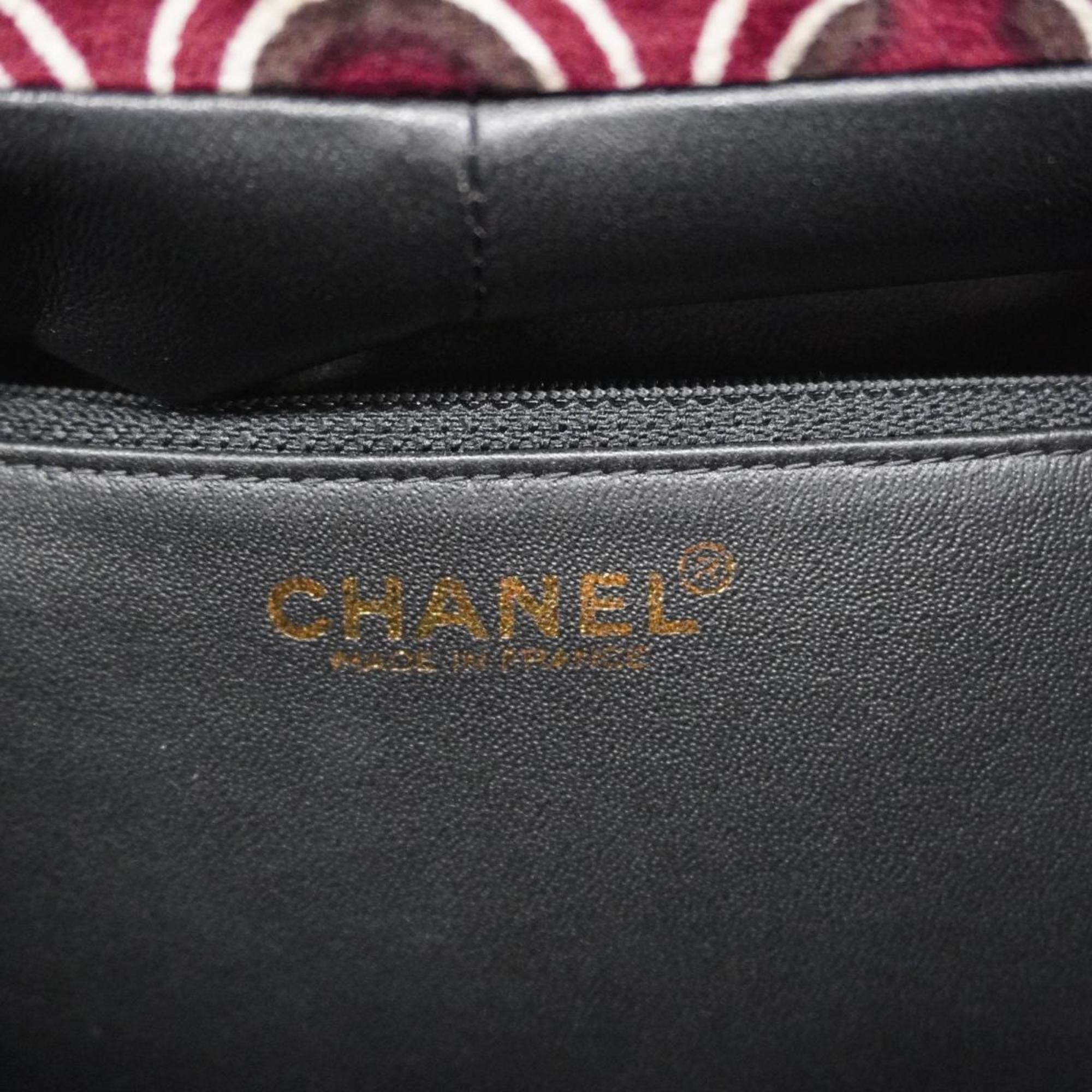 Chanel handbag velour red champagne ladies