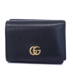 Gucci Tri-fold Wallet GG Marmont 474746 2091 Leather Black Women's