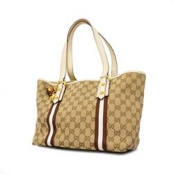 Gucci Tote Bag GG Canvas 137396 Ivory Brown Beige Women's
