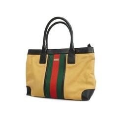 Gucci Tote Bag Sherry Line 002 1119 Canvas Leather Brown Champagne Women's