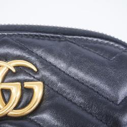 Gucci Pouch GG Marmont 625544 Leather Black Women's