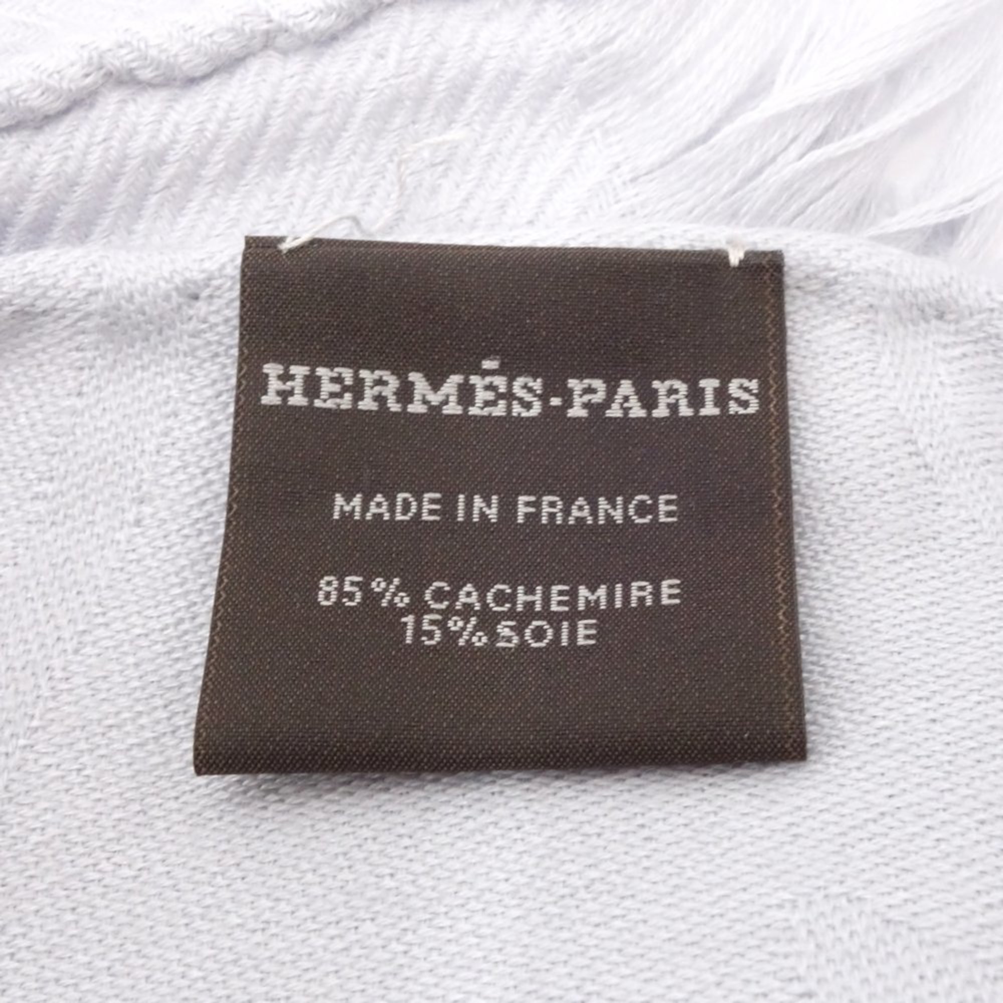 HERMES Hermes Stole H262494S57 Libris Cashmere x Silk Ice Blue 180364