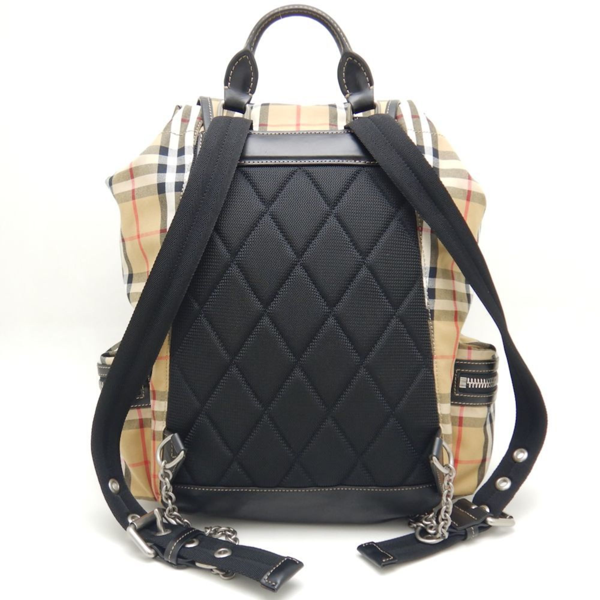 BURBERRY 40759731 Backpack Nova Check Cotton Canvas x Leather Beige 251642