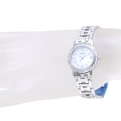 HERMES Clipper Nacle CL4.230.212 3821 Bezel Diamond New Buckle Stainless Steel Ladies 130119 Watch
