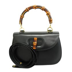 Gucci Handbag Bamboo 000 46 0633 Leather Black Women's