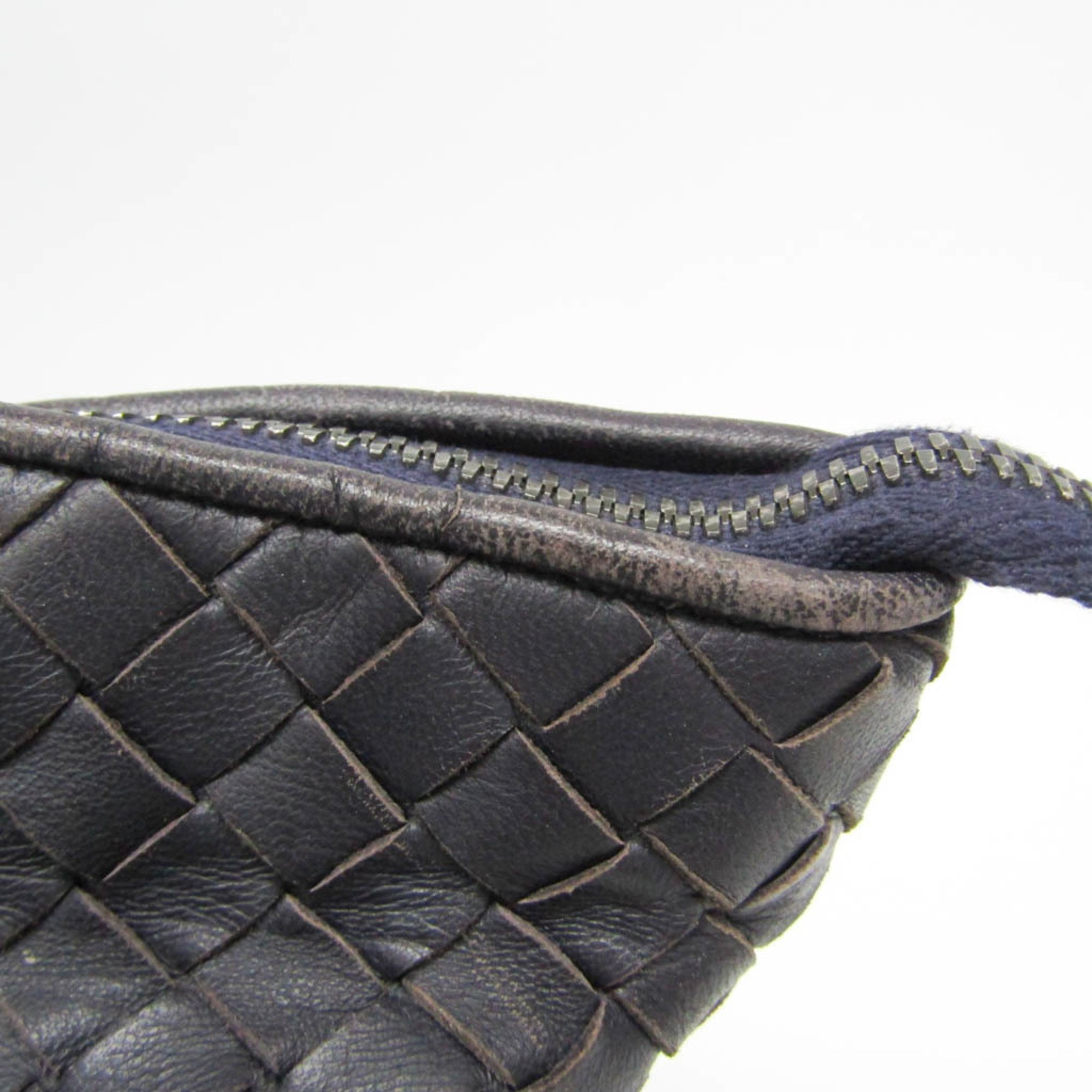 Bottega Veneta Intrecciato 214728 Women's Leather Handbag Dark Purple