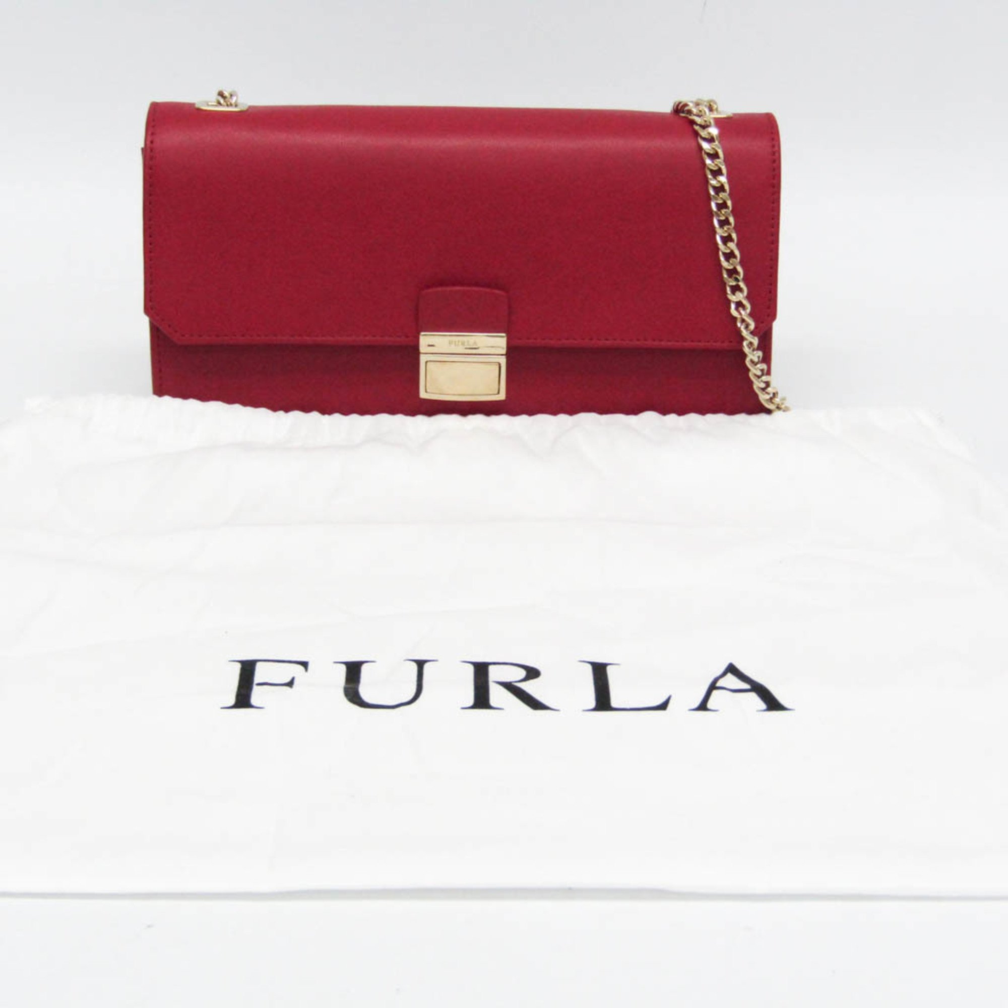 Furla Women's Leather Chain/Shoulder Wallet Red Color