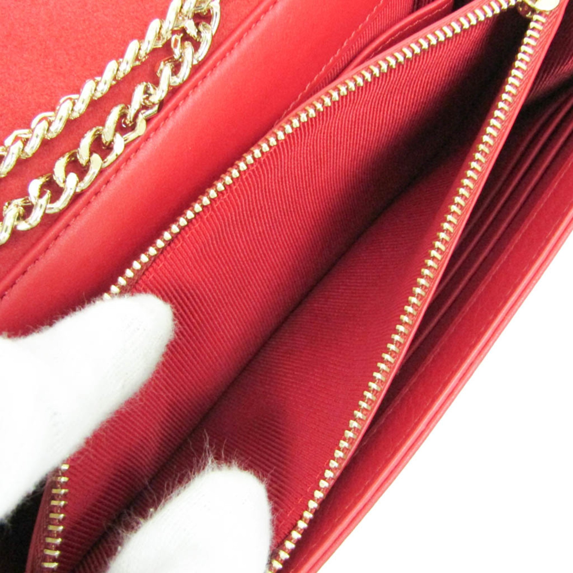 Furla Women's Leather Chain/Shoulder Wallet Red Color