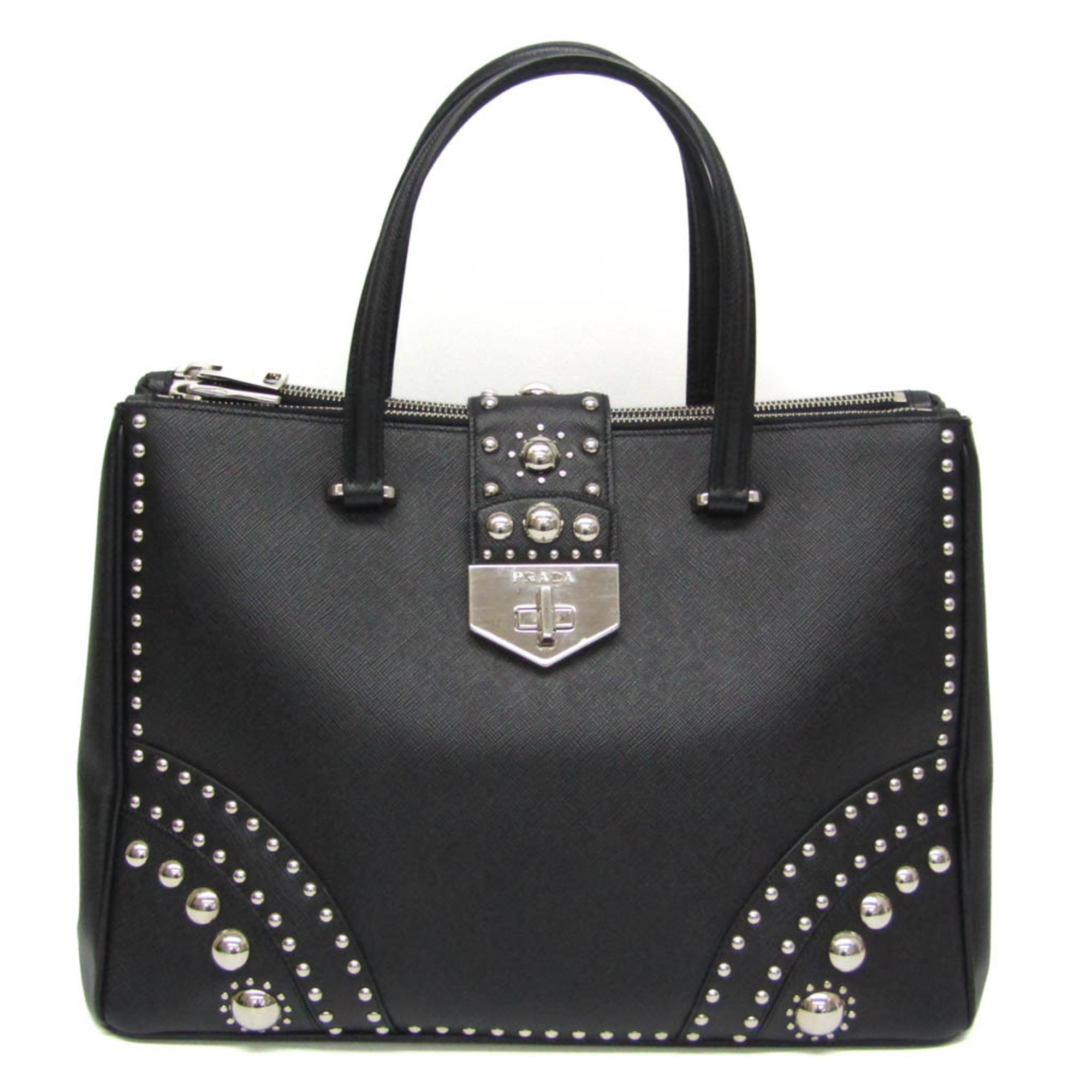 Prada Saffiano B2752M Women's Leather Handbag Black