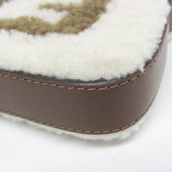 Fendi Fur,Leather,Metal Handbag Charm Dark Brown,Off-white,Silver Toast Keychain 7AR703