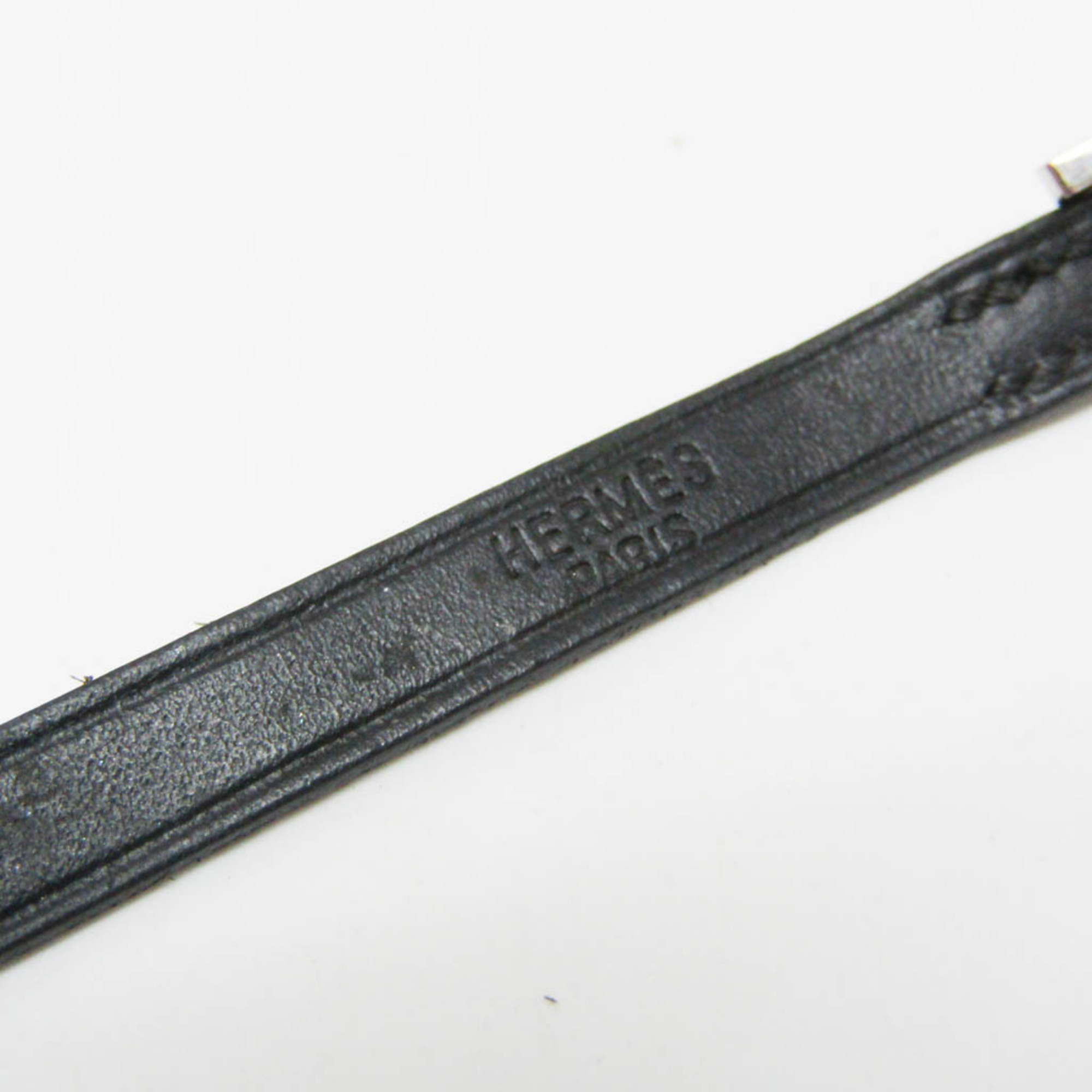 Hermes Hapi III Choker Leather,Metal Bangle Black,Silver