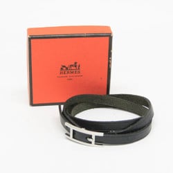 Hermes Hapi III Choker Leather,Metal Bangle Black,Silver