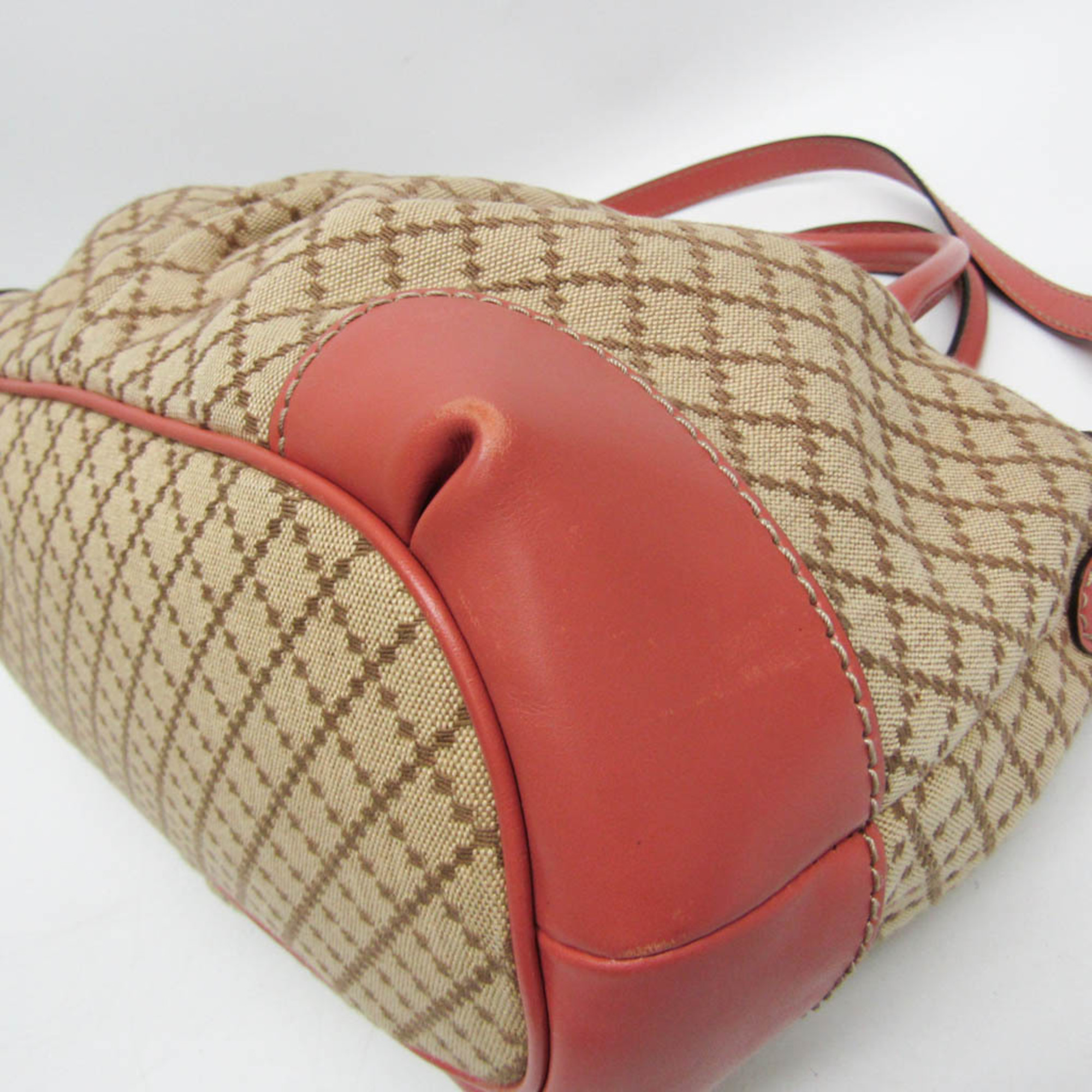 Gucci Sukey Diamante 247902 Women's Canvas,Leather Handbag,Shoulder Bag Beige,Pink