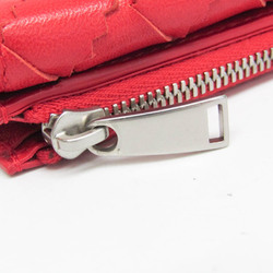 Bottega Veneta Intrecciato Zigzag 629563 Women's Leather Wallet (tri-fold) Red Color