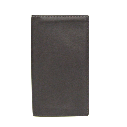 Hermes Citizen Twill Long Silk In Women,Men Leather Bill Wallet (bi-fold) Dark Brown