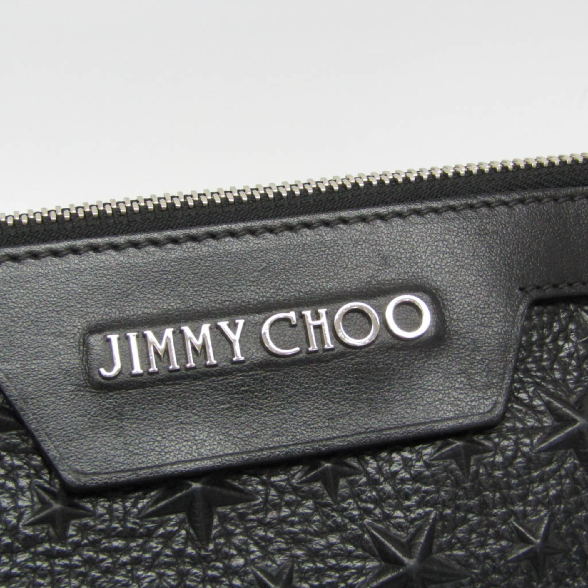 Jimmy Choo DEREK Men,Women Leather Studded Clutch Bag Black